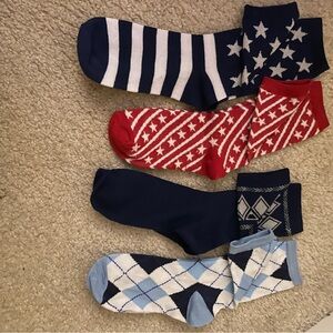 Stylish Women's Patterned Socks Set - Navy, Red, and Light Blue